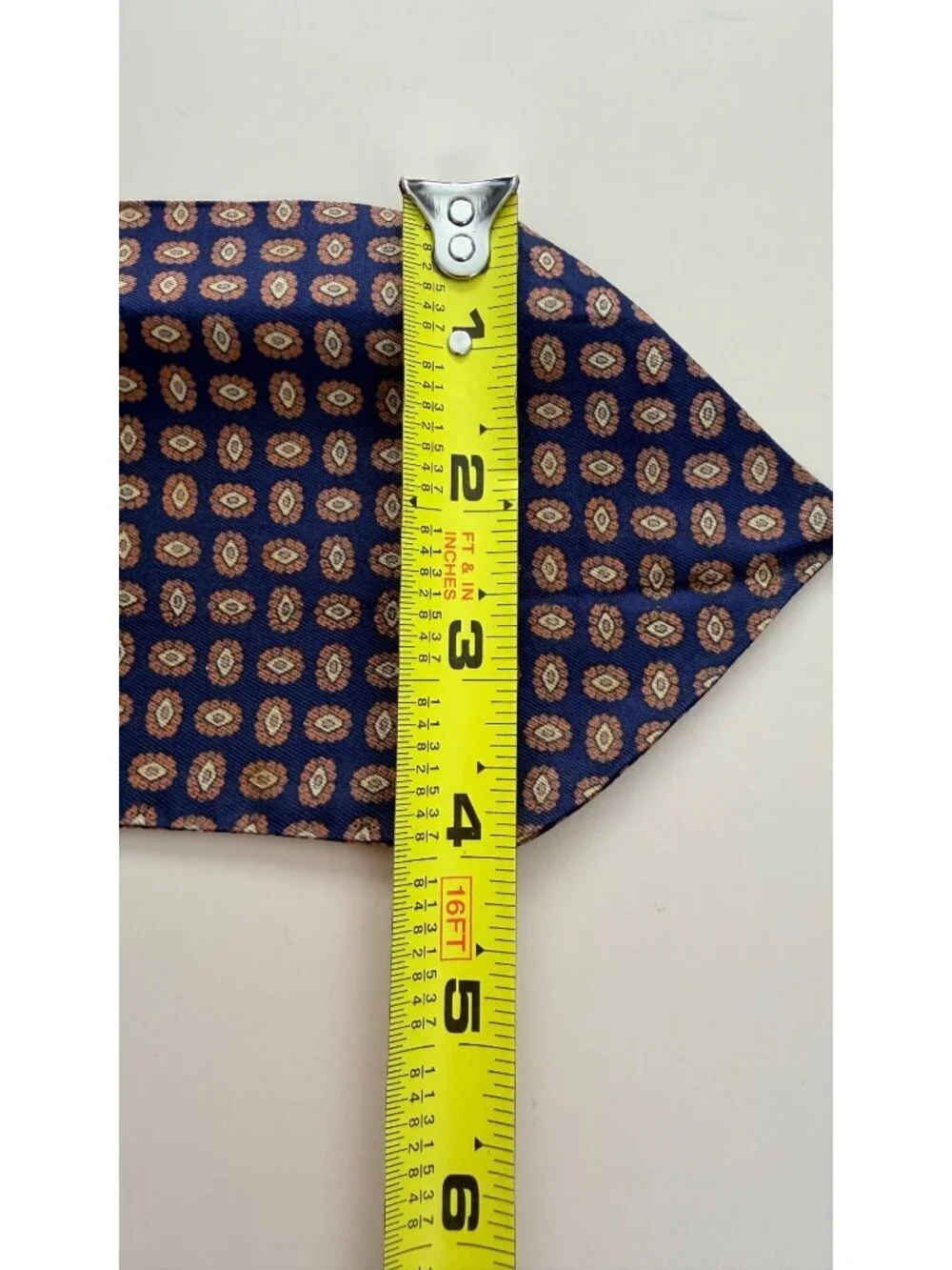 Hardy Amies Blue & Orange Geometric Pattern Scarf Ascot Tie